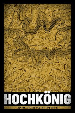 Hochkönig | Landkarte Topografie (Grunge) von ViaMapia