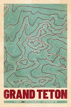 Grand Teton | Topographic Map (Retro) by ViaMapia
