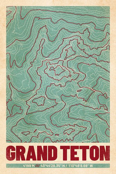 Grand Teton | Topographie de la carte (Rétro) par ViaMapia
