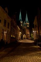 Illuminated church of the city of Deventer in the center of the Netherlands because of a special Cha