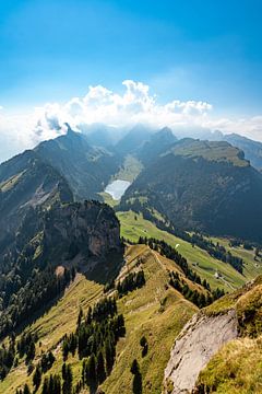 Seealpsee in de Appenzeller Alpen en het uitzicht op de Säntis van Leo Schindzielorz