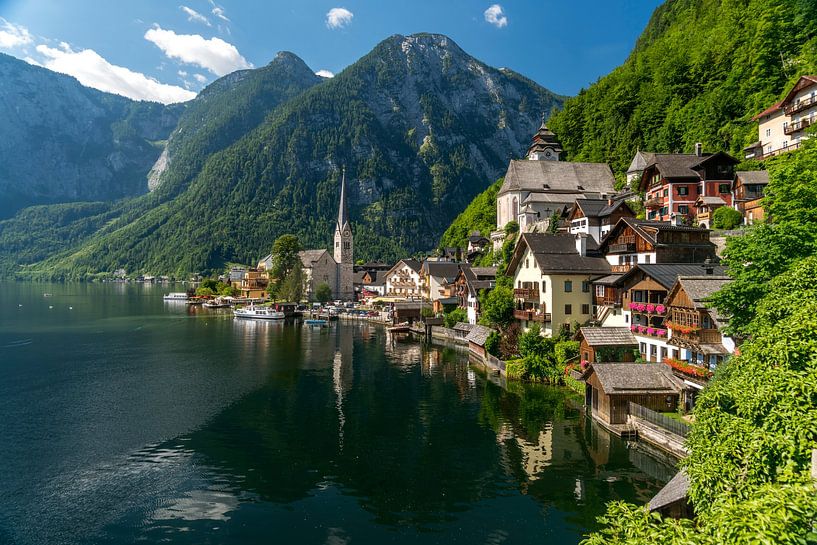 Hallstatt on Lake Hallstatt, Austria by Peter Schickert