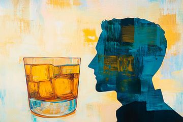 Gedachten in de schaduw van een whiskyglas van Poster Art Shop