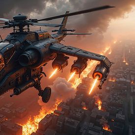 HELICOPTER FROM HELL - A combat helicopter in active battle by INFERAURUM