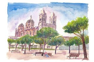 Stadtbild von Marseille mit der Kathedrale Saint Mary