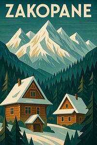 Zakopane Tatra Gebirge Poster - Goral Architektur & Snowy Peaks Kunst