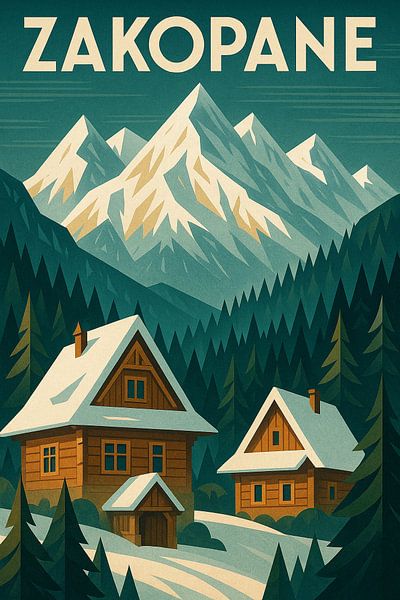 Affiche Zakopane Tatra Mountains - Goral Architecture &amp;amp ; Snowy Peaks Art par Travel Shop