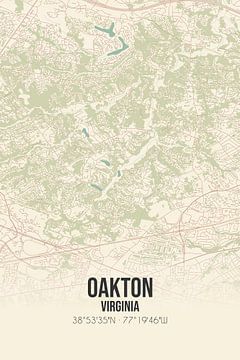 Carte d'époque d'Oakton (Virginie), USA. sur Rezona