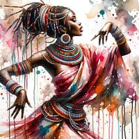 Watercolor African Dancer #1