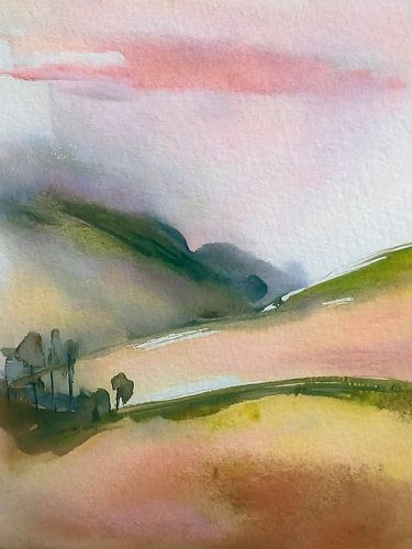 Rollende Berglandschaft - 1. Serie: Natur in Aquarell