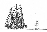 Tekening vertrekkend schip