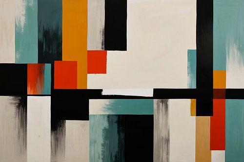 Abstracte moderne schilderij in Japandi stijl