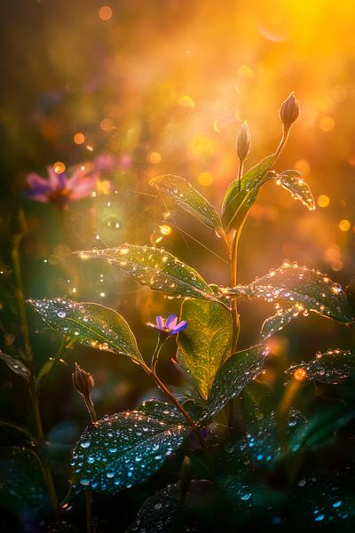 Flowering plants in the morning light by Poster Art Shop
