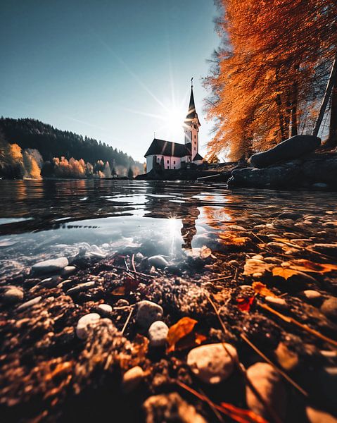 Kirche am See von fernlichtsicht