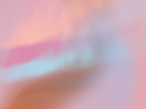 Abstraktes Pastellbild in Rosa, Hellblau, Pfirsich und Braun