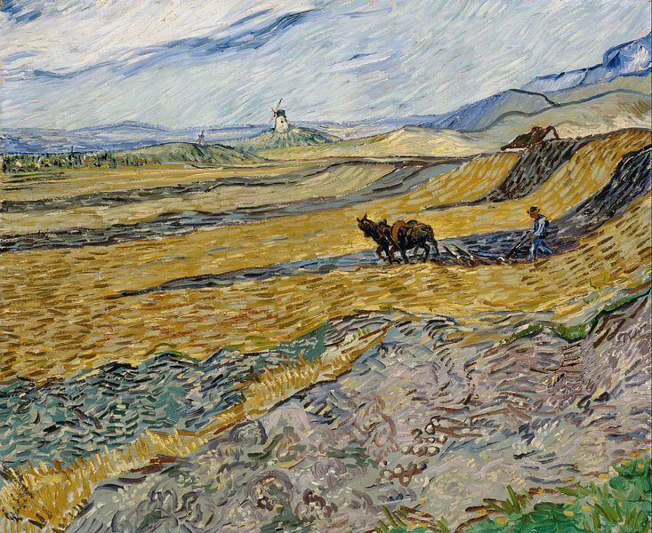 Enclosed field with ploughman, Vincent van Gogh - 1889 by Het Archief