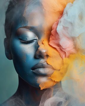 Colourful, modern and abstract portrait