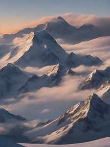 Snowy mountain peaks