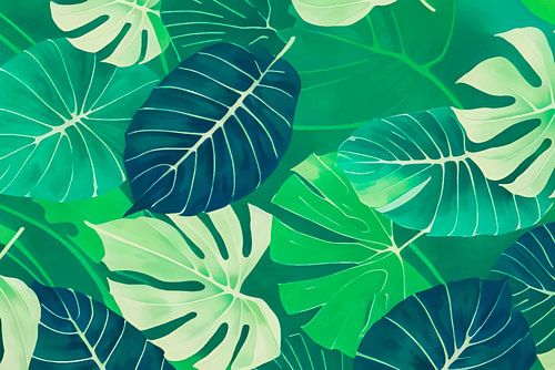 Verdant Whispers, Monstera bladeren