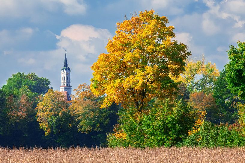 Paysage d'automne avec des feuilles multicolores à Schrobenhausen par ManfredFotos