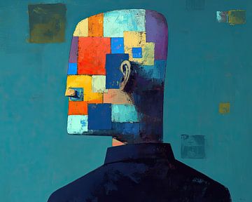 Head with Colour Areas | Colourful Head by ARTEO Paintings