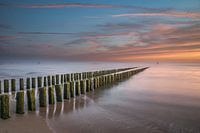 Breakwaters and sunset in Westkapelle