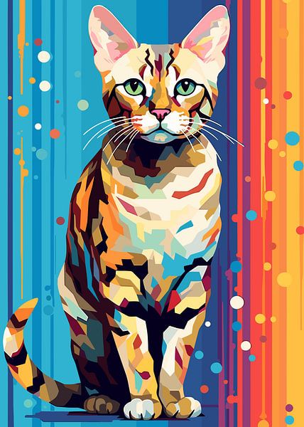 Cat Animal WPAP Pop Art Color Style by Mason Scott