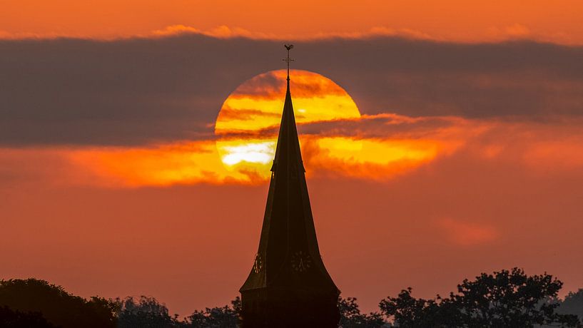 Church tower in sunrise. by Hans Buls Photography