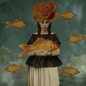 Vintage-Schönheit mit Orange Rose von Yvonne Zeldenthuis