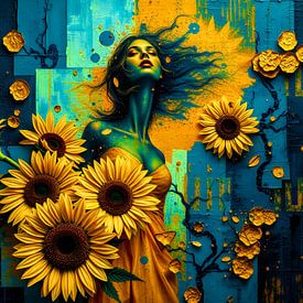 Etherische fluisteringen: abstracte vormen en zonnebloemen van The Art of Mark Fischer