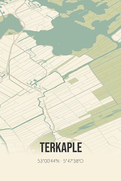 Vintage map of Terkaple (Fryslan) by Prints of Place
