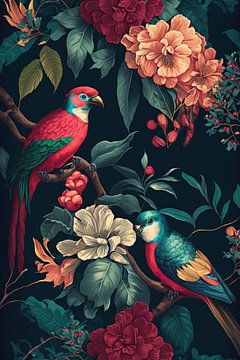 Flowers and birds by Digitale Schilderijen