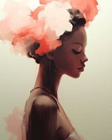 Portrait dans les tons de terre et de rose