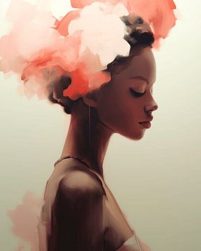 Portrait in earth tones and pink by Carla Van Iersel