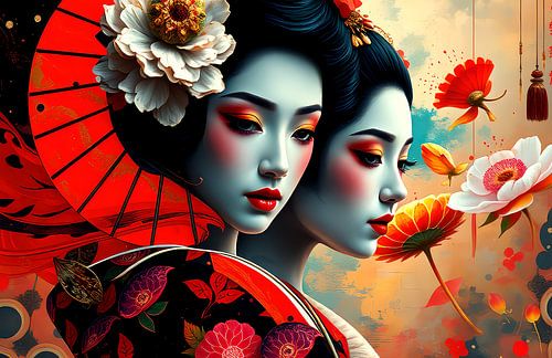 japanse abstracte kunst Geisha