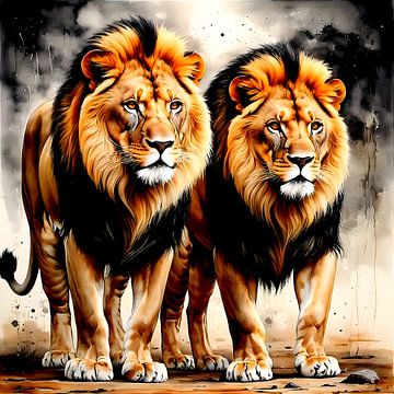 Twee majestueuze leeuwen van S.AND.S