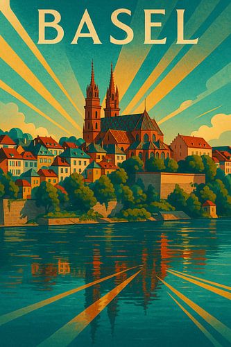 Basel Zwitserland Vintage Reisposter