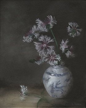 Stillleben mit Berg-Flockenblume, Centaurea montana