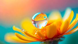 Bloem met waterdruppels