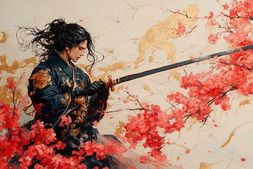 schilderachtige japanse kunst samoerai kriger veldheer van Egon Zitter