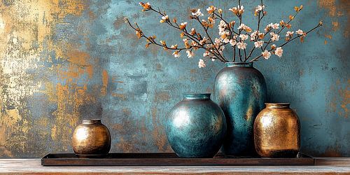Still Life in Gold and Turquoise iii