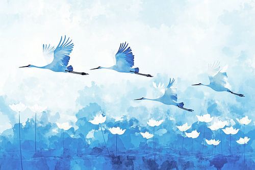 Japandi, Kraanvogel in Blauw