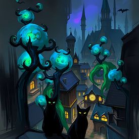 Chats noirs la nuit sur Linda de Klein