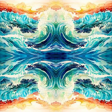 Golvende zee abstracte collage van Vlindertuin Art