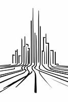 Minimalist city lines in black and white