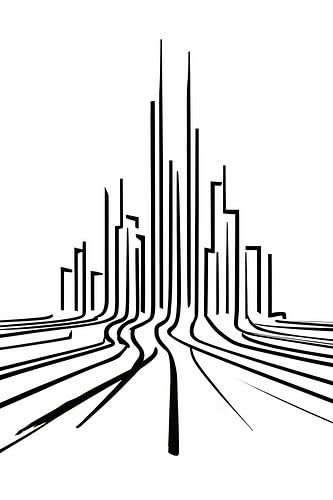 Minimalistische stadslijnen in zwart-wit