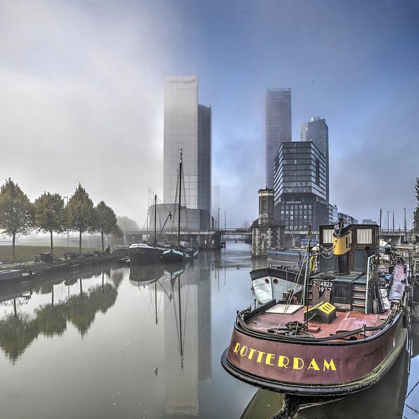 Rotterdam in de mist van Frans Blok