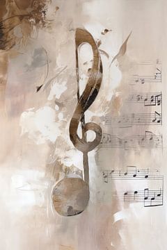 Musical note abstract beige
