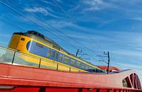 Train on a modern design bridge