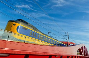 Gelb und Blau Nieder­ländis­che Personenzug von Sjoerd van der Wal